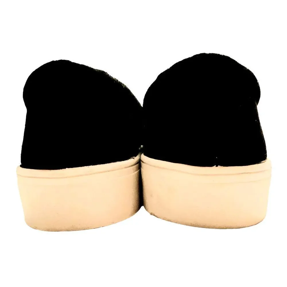 MIA Margaret Slip On Sneaker Ruffle Top Shoes Black Microfiber Womens Size 6